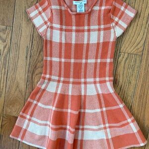 Sincerely Jules Girls Plaid Knit Dress Orange Skater Size 7/8